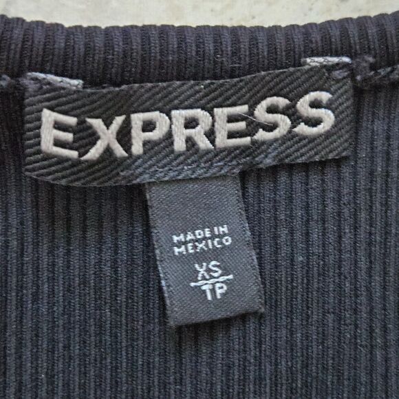 Express Bodysuit Women XS Black Body Contour Sleeveless Ribbed Front Zip Classic - Picture 3 of 14